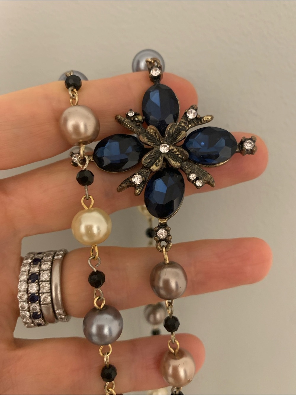 Elegant Navy Crystal Cross Pendant Necklace - Women Jewelry